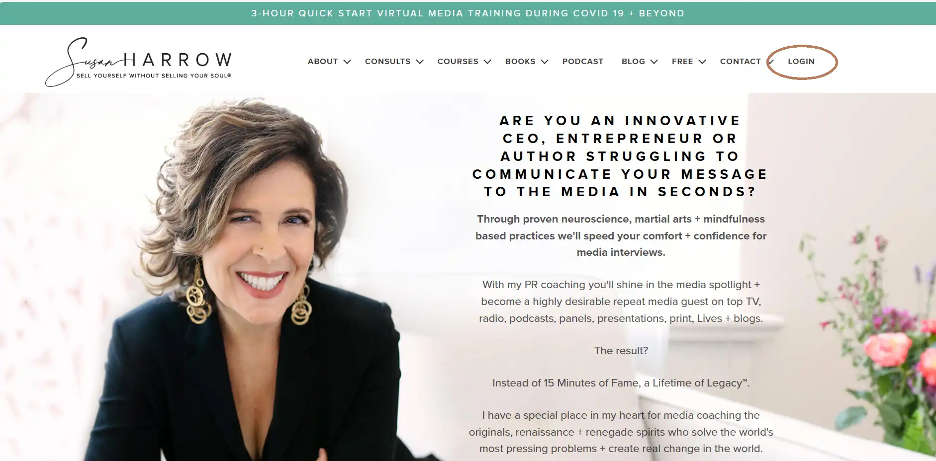 login on the homepage